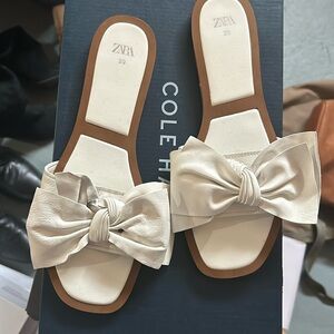 Zara Cream Bow Sandals